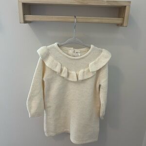 H&M Cream Ruffled Sweater Dress